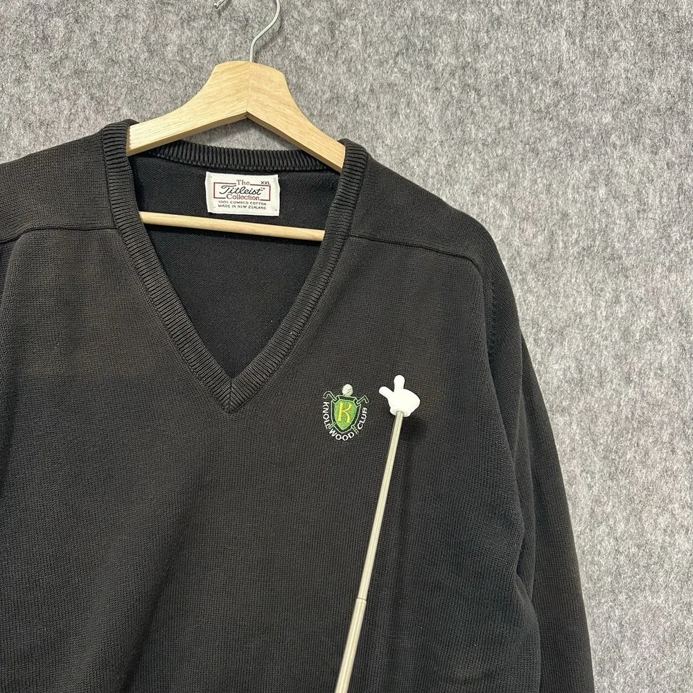 Titleist Collection Golf Sweater Black V-Neck Cotton XXL Knollwood‎ Club FADED